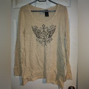 Women's Beige Harley Embellished Thermal Top